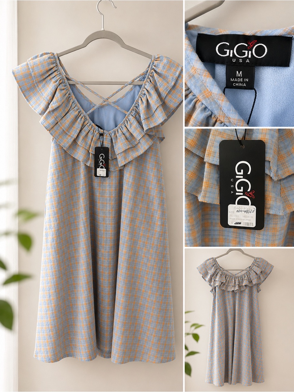 GiGiO USA Ruffle Plaid Dress – Size Medium – NW